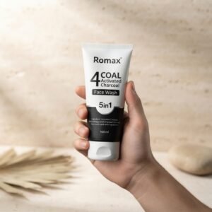 Romax Activated Charcoal 5 in 1 Face Wash 100ml | Deep Cleansing & Detoxifying Face Wash with Oats & Olive Oil
